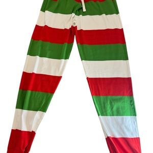 The Honest Company Red and Green Striped Pajama Pants